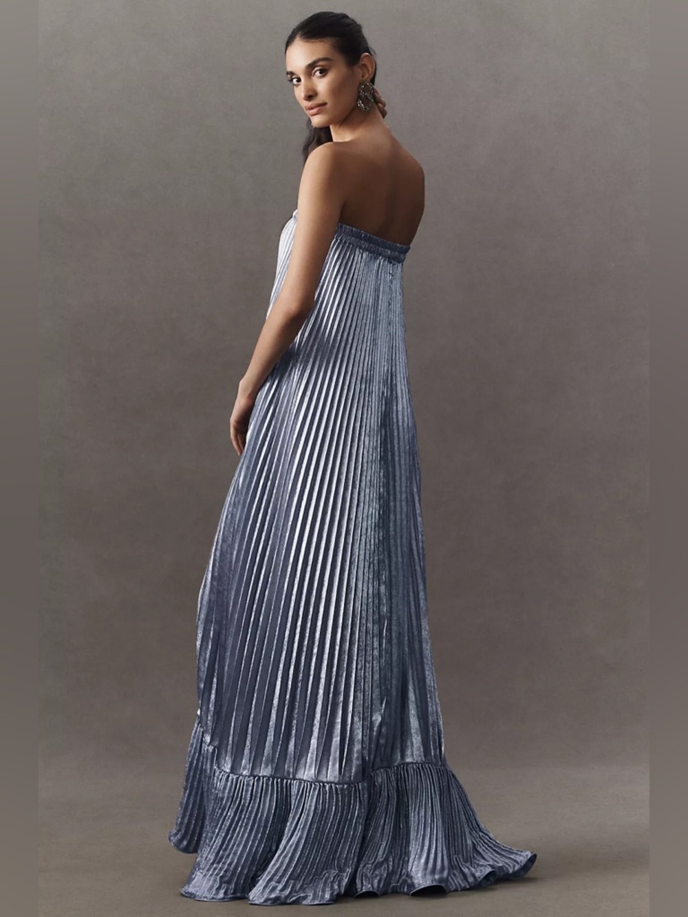 L'IDEE Anthropologie Fantasia Strapless Pleated Shift Gown Maxi Dress - 6 - NWT